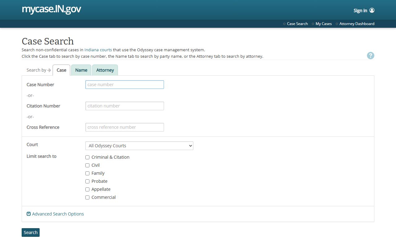 Indiana MyCase portal for Wabash County court records after jail arrest