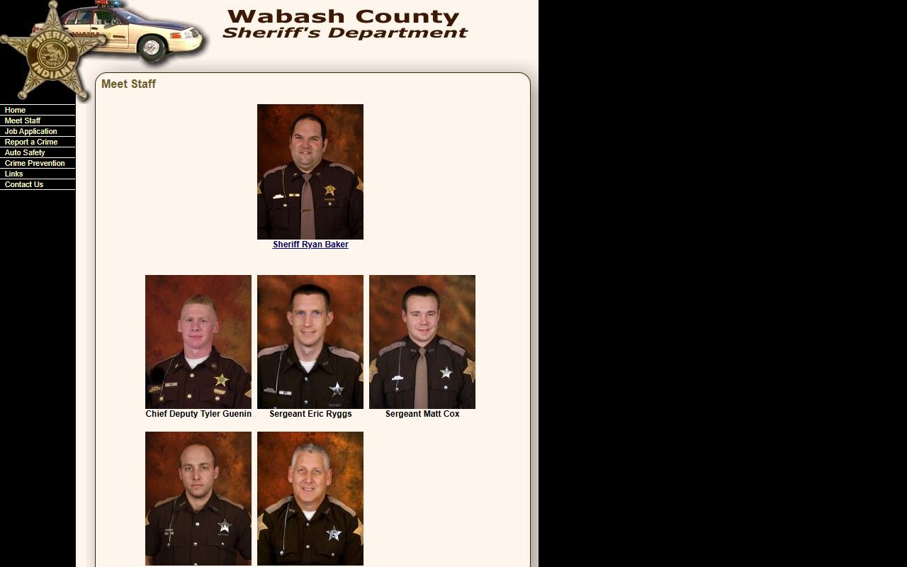 Wabash County Sheriff's Department staff page for county jail custody operations
